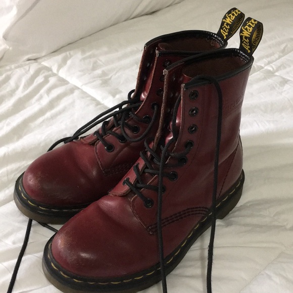 Dr. Martens Shoes - Dr. Martens Red 1460 Combat Boots